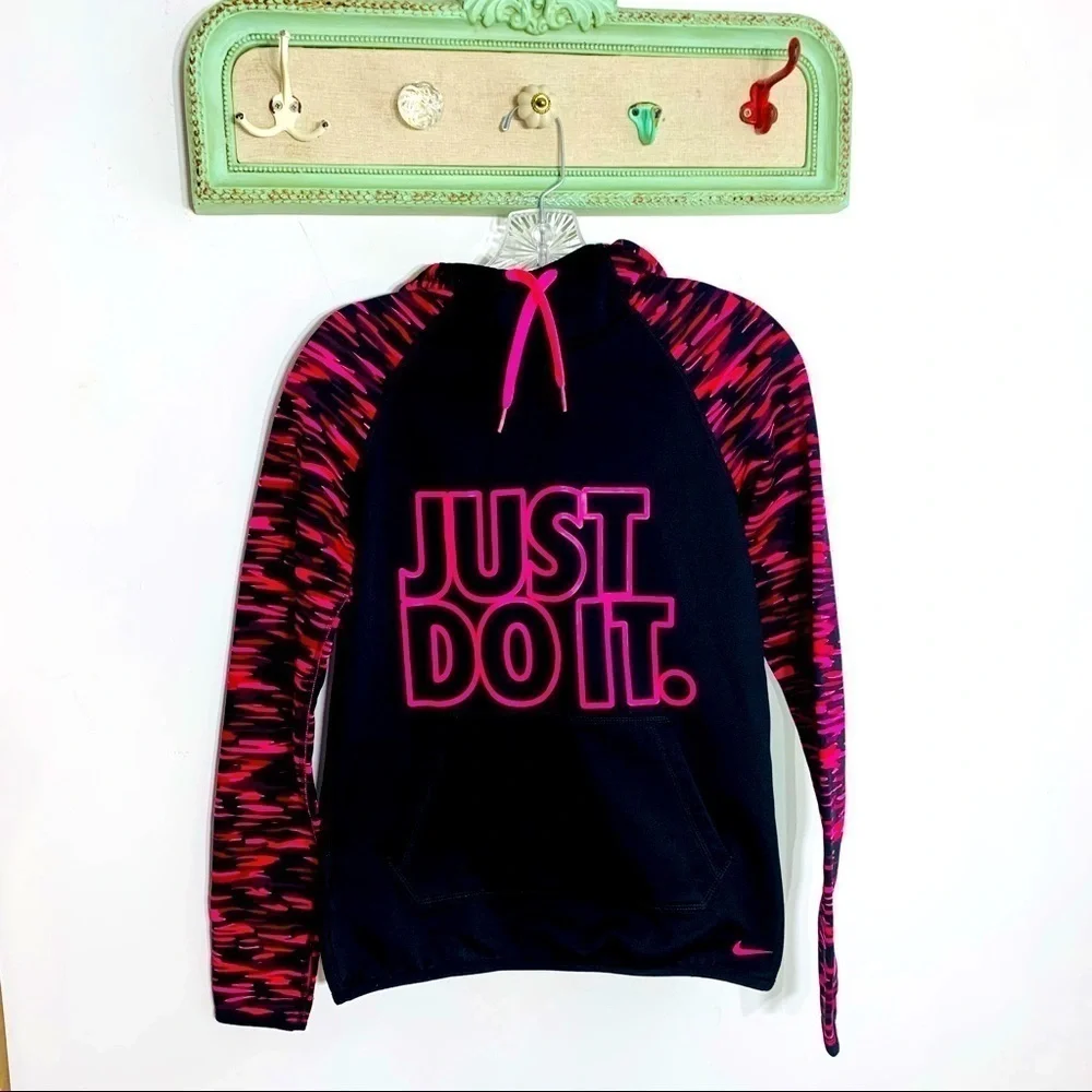 Nike Just Do it Hot Pink Camo Hooded sweatshirt black XS